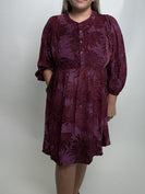 Jodifl Floral Velvet Jacquard Dress in Burgundy