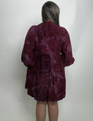 Jodifl Floral Velvet Jacquard Dress in Burgundy