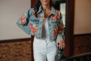 POL Sequin and Beaded Detailed Jacket in Denim