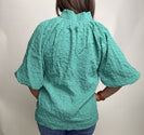 Umgee Solid Color Textured Top in Jade Green