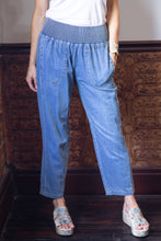 Load image into Gallery viewer, FATE Smocked Waistband Barrell Pants in Denim
