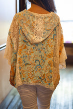 Load image into Gallery viewer, POL Mixed Floral Crochet Hoodie Top in Mint Sage Multi
