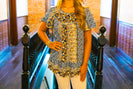 Sew in Love Mixed Floral Print Top in Blue/Mustard