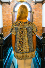 Load image into Gallery viewer, Sew in Love Mixed Floral Print Top in Blue/Mustard
