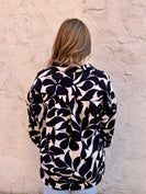 Jodifl Two Toned Floral Printed Long Sleeve Top in Black