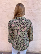 Jodifl Long Sleeve Leopard Print Top in Olive