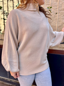 Jodifl Solid Color Mock Neck Sweater in Natural