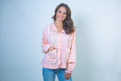 POL Textured Gauze and Lace Jacket in Powder Pink
