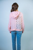 POL Textured Gauze and Lace Jacket in Powder Pink