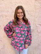 Jodifl Floral Print Peasant Top in Green Mix