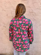 Jodifl Floral Print Peasant Top in Green Mix