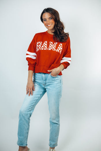 Oddi Game Day Logo Applique Embroidered Sweatshirt in Dark Red