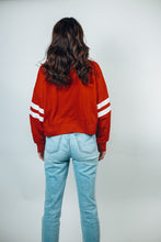 Load image into Gallery viewer, Oddi Game Day Logo Applique Embroidered Sweatshirt in Dark Red
