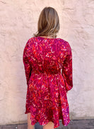 Jodifl Abstract Print Dress in Burgundy