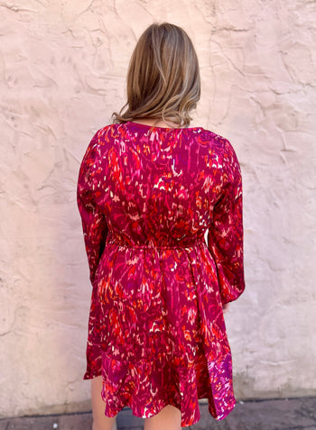Jodifl Abstract Print Dress in Burgundy