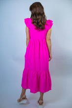 Load image into Gallery viewer, Jodifl Floral Applique Midi Dress in Hot Pink
