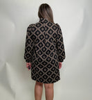 Umgee Mixed Pattern Luxe Knit Mini Sweater Dress in Black