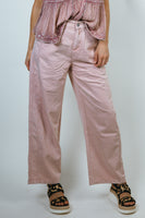 J.nna Solid Color Washed Barrel Leg Pants in Pale Pink
