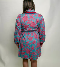 Load image into Gallery viewer, Jodifl Ruffled Neck Floral Dress in Blue
