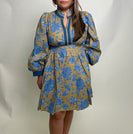 Jodifl Ruffled Neck Floral Dress in Kiwi
