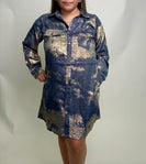 Jodifl Metallic Shirt Dress in Denim