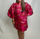 Jodifl Floral Jacquard Mini Shift Dress in Hot Pink