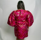 Jodifl Floral Jacquard Mini Shift Dress in Hot Pink