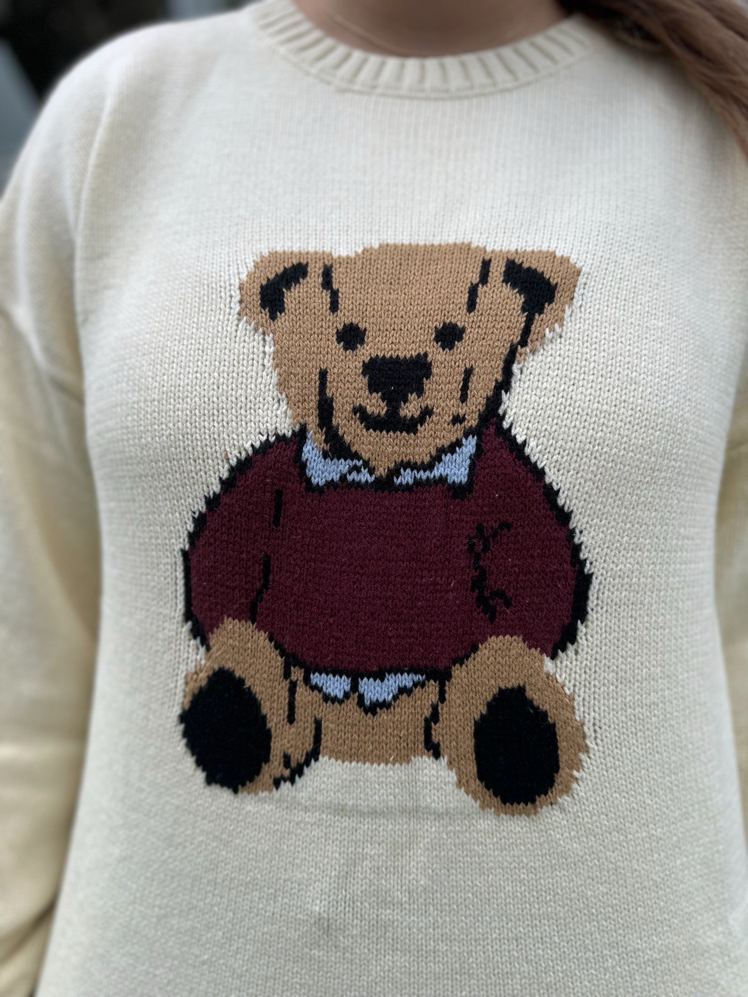 Wishlist Teddy Bear Knit Sweater in Cream – June Adel