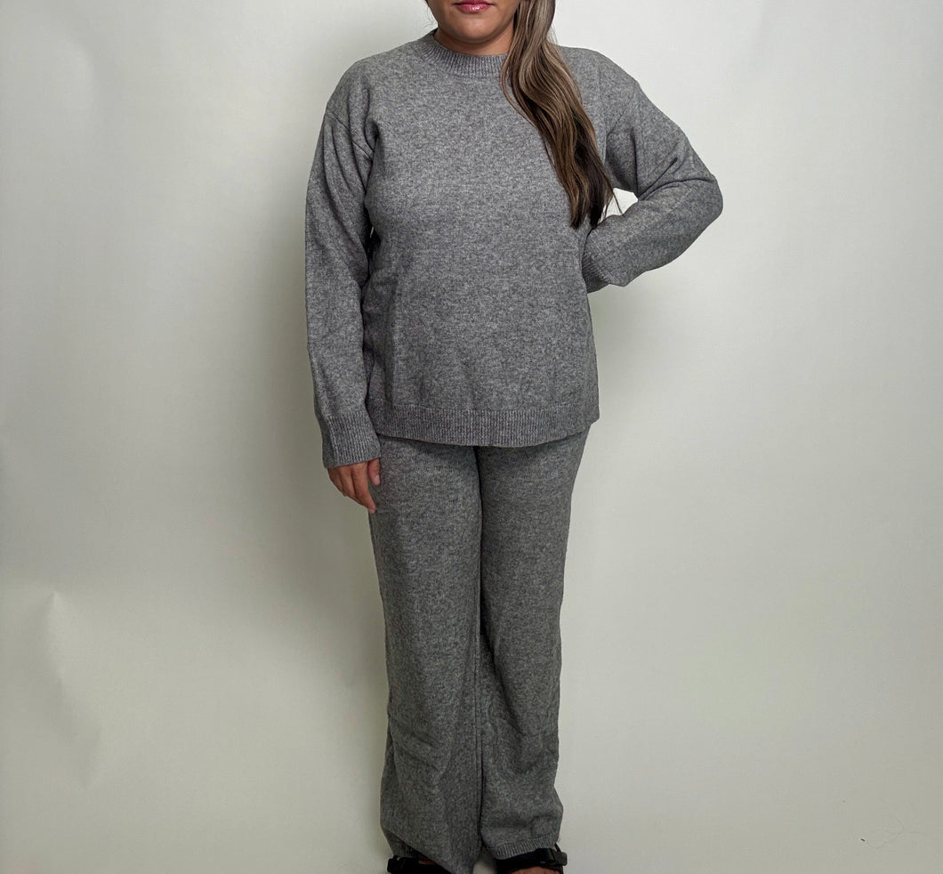 MABLE Sweater Knit Top and Pants Set in Charcoal – June Adel