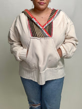 Load image into Gallery viewer, Easel Mineral Washed Multi Colored Detailed Hoodie in Ecru
