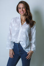 Load image into Gallery viewer, POL Boho Embroidered Linen Hoodie Top in Off White

