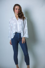 Load image into Gallery viewer, POL Boho Embroidered Linen Hoodie Top in Off White
