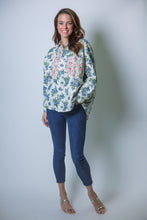 Load image into Gallery viewer, J.nna Mixed Floral Pattern Button Down Top in Blue Floral
