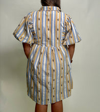 Load image into Gallery viewer, Jodifl Cactus and Striped Baby Doll Dress in Taupe/Blue
