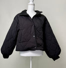 Jodifl Solid Color Quilted Puffer Jacket in Black