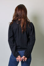 Load image into Gallery viewer, FATE Embroidered Sheer Mesh Panel Yoke Sweater in Black
