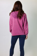Load image into Gallery viewer, Easel Bow Tape Hem Washed Terry Knit Pullover Top in Mulberry
