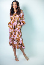Load image into Gallery viewer, Jodifl Embroidered Smocking Ruffled Neck Floral Midi Dress
