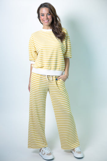 Tres Bien Striped Cloudy Knit Top in Mellow Yellow