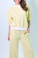 Tres Bien Striped Cloudy Knit Top in Mellow Yellow