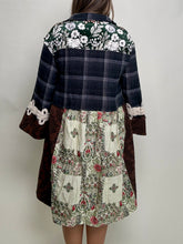 Load image into Gallery viewer, POL Knee Length Mixed Print Patchwork Top in Charcoal Multi

