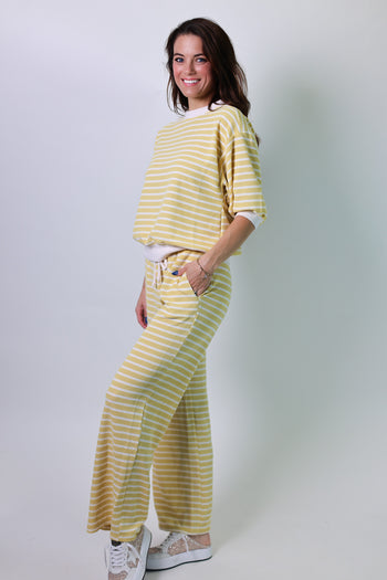 Tres Bien Cloudy Knit Striped Pants in Mellow Yellow
