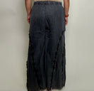 Easel Ruffle and Self Fringe Pants in Black Denim