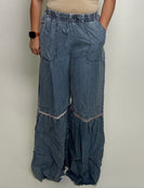 Sew in Love Denim and Lace Palazzo Pants in Denim