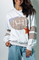 Easel Football Patched Sweatshirt in Light Heather Grey