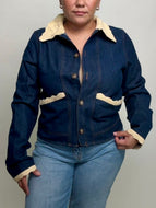 So Me Denim Jacket with Corduroy Details in Dark Denim