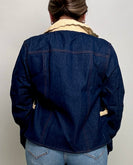 So Me Denim Jacket with Corduroy Details in Dark Denim