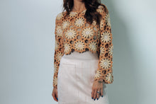 Load image into Gallery viewer, Storia Crochet Knit CROPPED Top in Dark Coral/ Beige
