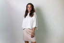 TCEC Relaxed Fit Cable Knit Sweater Top in Off White