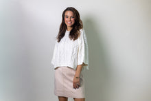 Load image into Gallery viewer, TCEC Relaxed Fit Cable Knit Sweater Top in Off White
